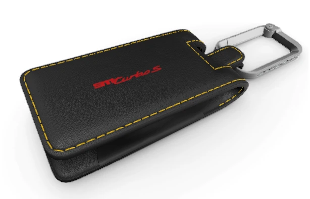 Porsche レザーキーケース 黒 Customizable Leather Key Case w/Logo (G2) : Suncoast Porsche Parts